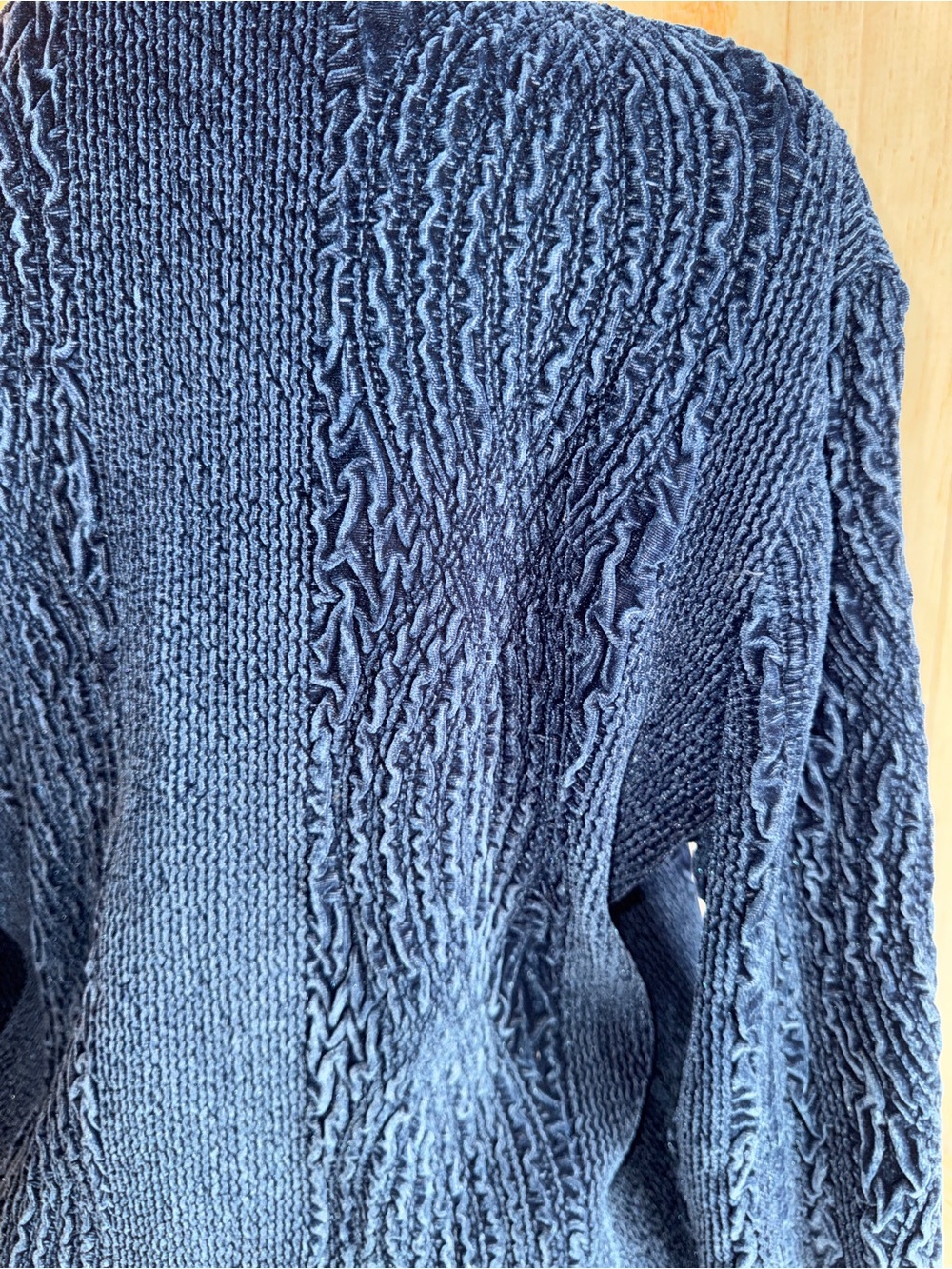 Chico’s Velour Cardigan Sweater, Blue Textured, Button Up, Pockets, Sz 3 -XL 16 - Picture 6 of 11